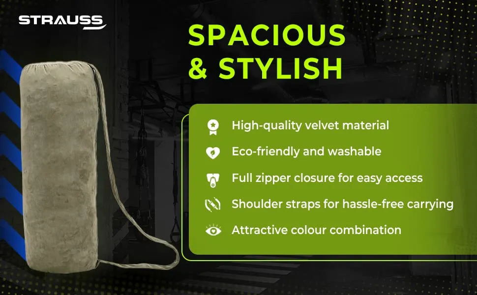 Strauss Velvet Gym Bag | for Both Men and Women | Suitable for Travel and Gym | Eco- Friendly and Washable | 56 X 25 Cm - (Green)