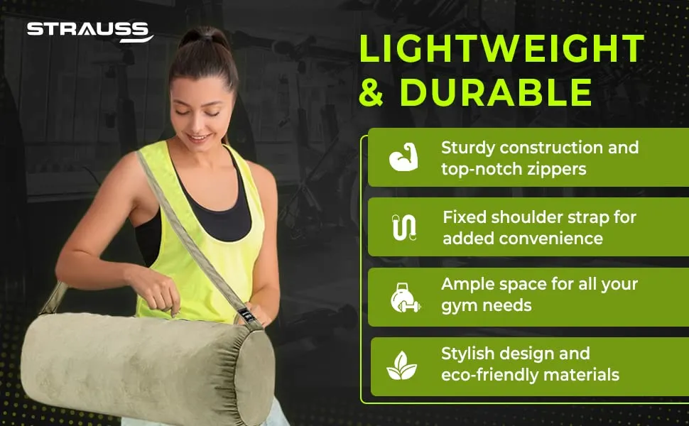 Strauss Velvet Gym Bag | for Both Men and Women | Suitable for Travel and Gym | Eco- Friendly and Washable | 56 X 25 Cm - (Green)