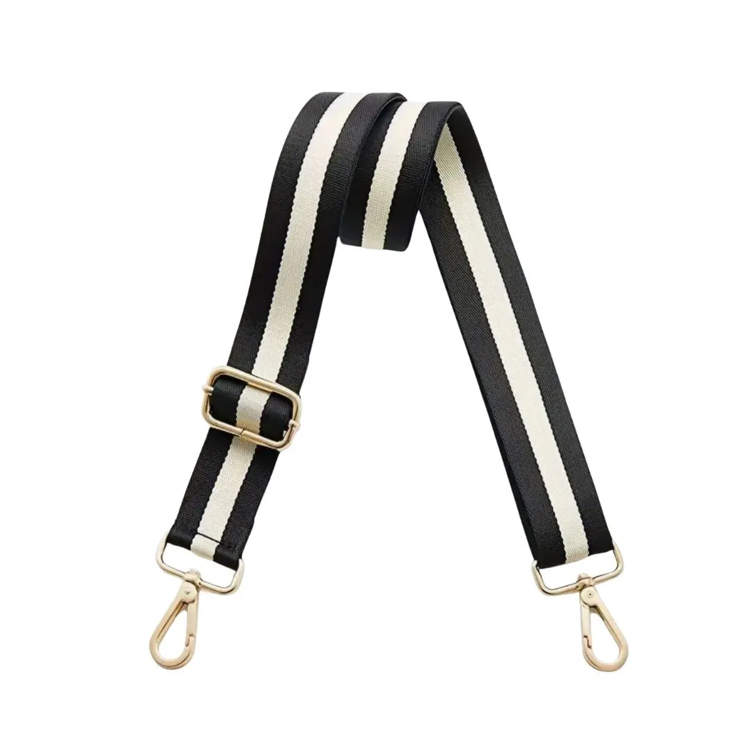 Stripe Cross Bag Strap | Black Taupe