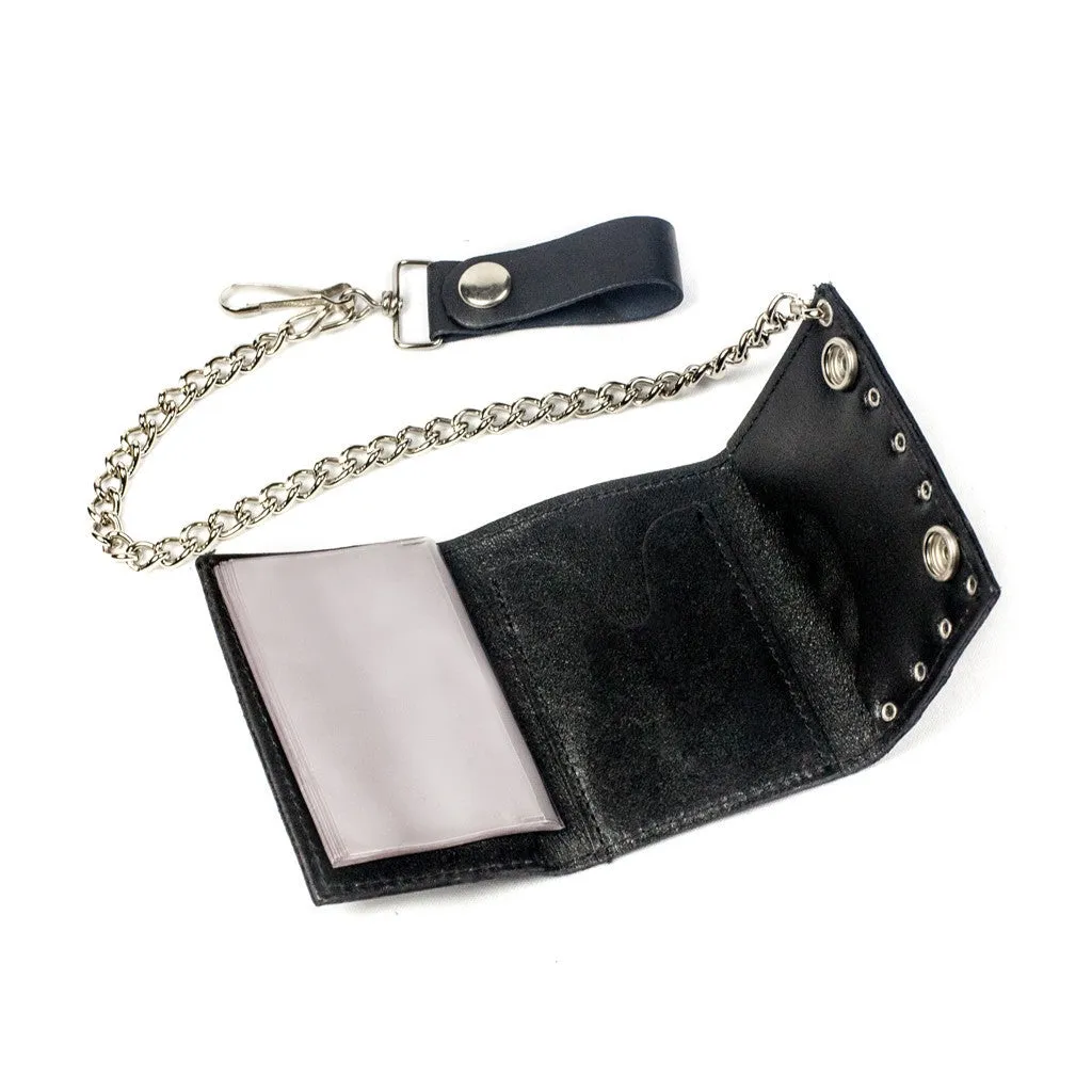 Studded Tri-fold Chain Wallet