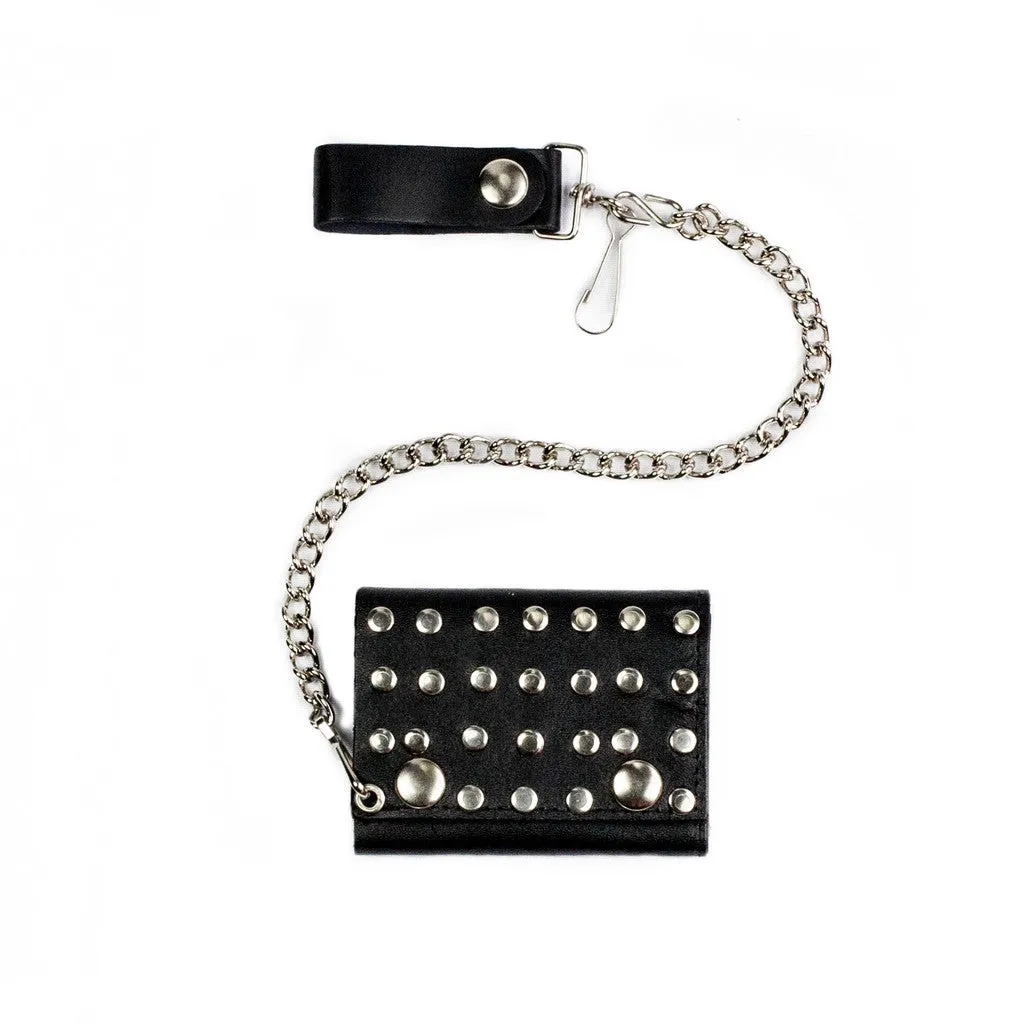 Studded Tri-fold Chain Wallet