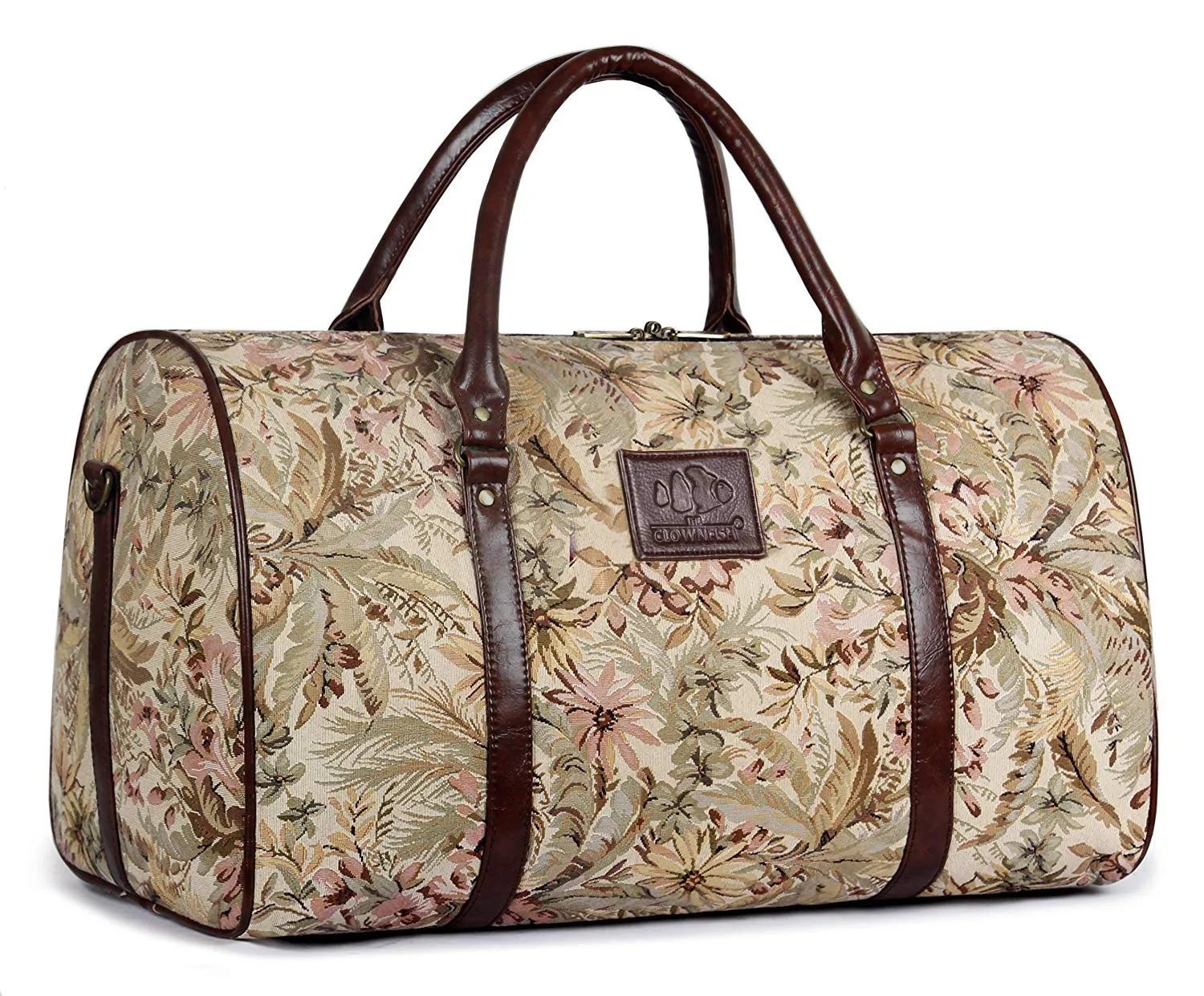 The Clownfish Forest 40 litres Tapestry Fabric Beige Travel Duffle Bag Men Travel Duffel Bag Luggage Daffel Bags Air Bags Luggage Bag Travelling Bag Truffle Bags