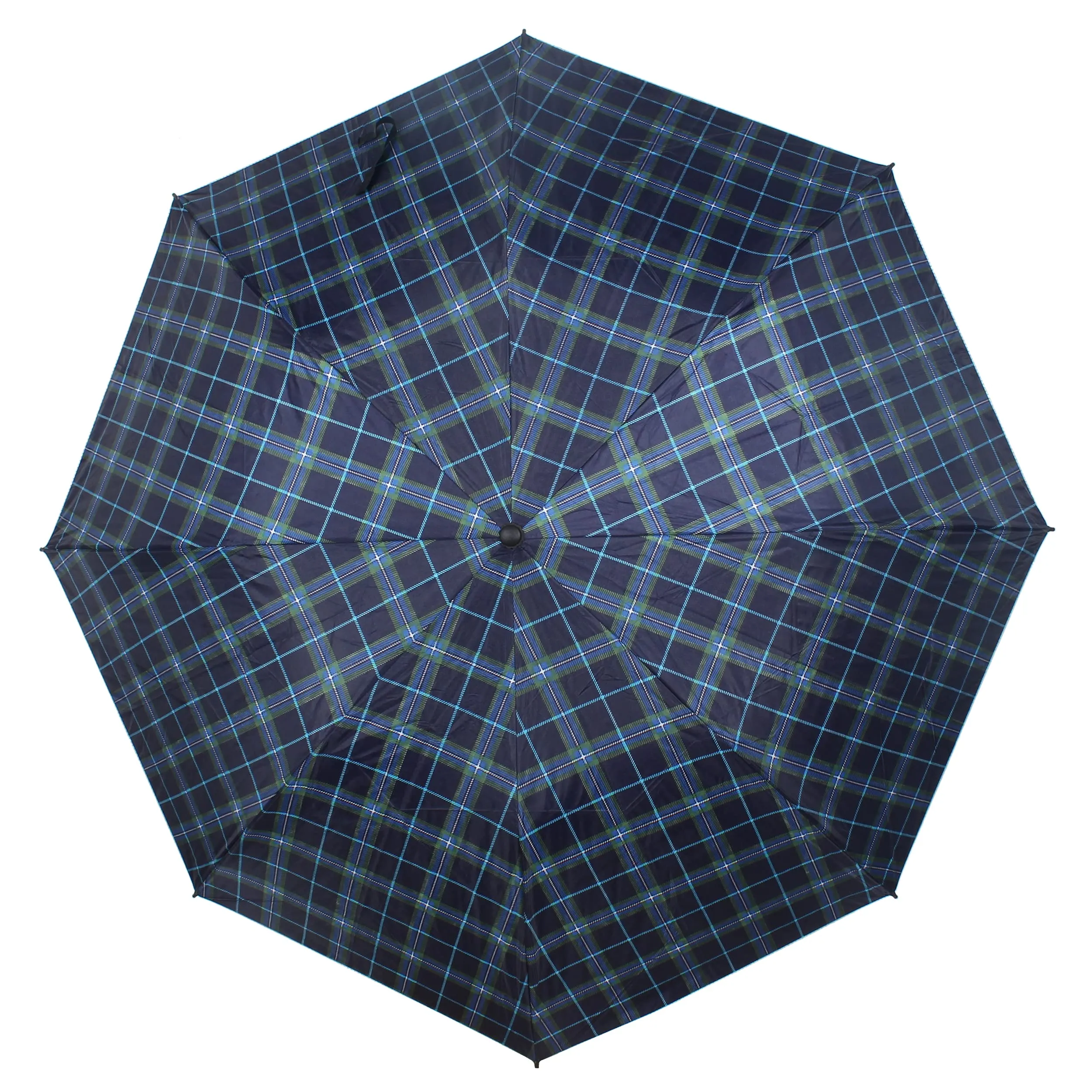 THE CLOWNFISH Umbrella 2 Fold Auto Open Waterproof Pongee Umbrellas For Men and Women (Checks Design- Navy Blue)