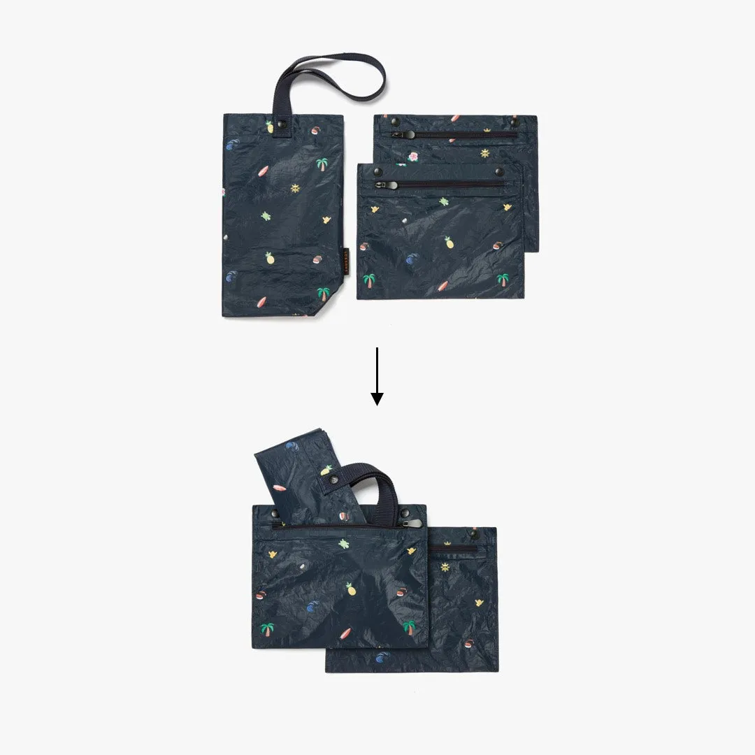 The Del Mar Packable Tote Small - Tyvek - Navy Hawaii Emoji