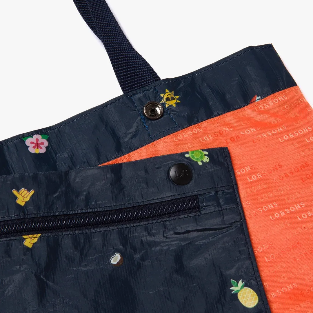 The Del Mar Packable Tote Small - Tyvek - Navy Hawaii Emoji