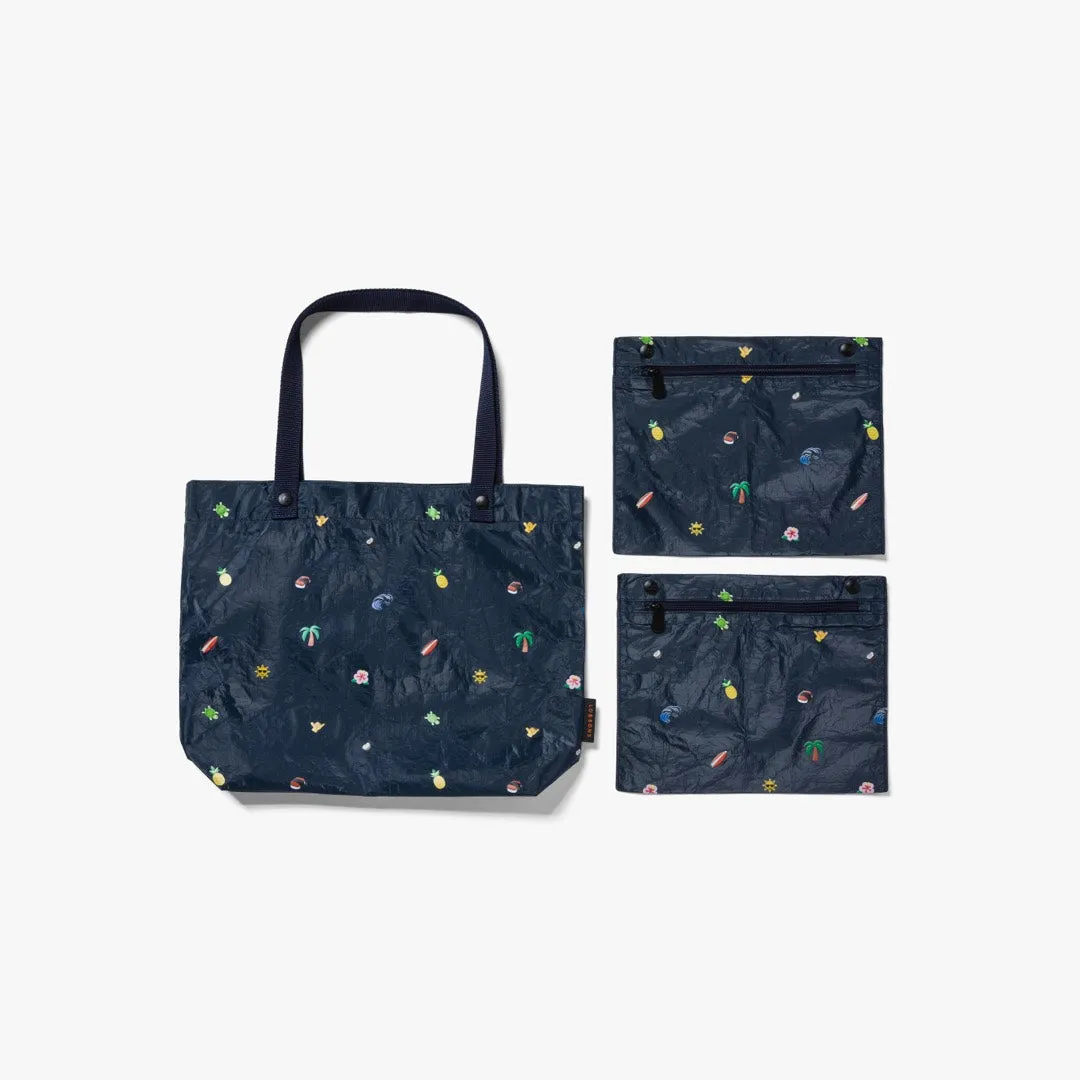 The Del Mar Packable Tote Small - Tyvek - Navy Hawaii Emoji