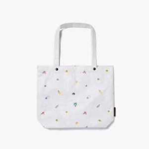 The Del Mar Packable Tote Small - Tyvek - White Hawaii Emoji