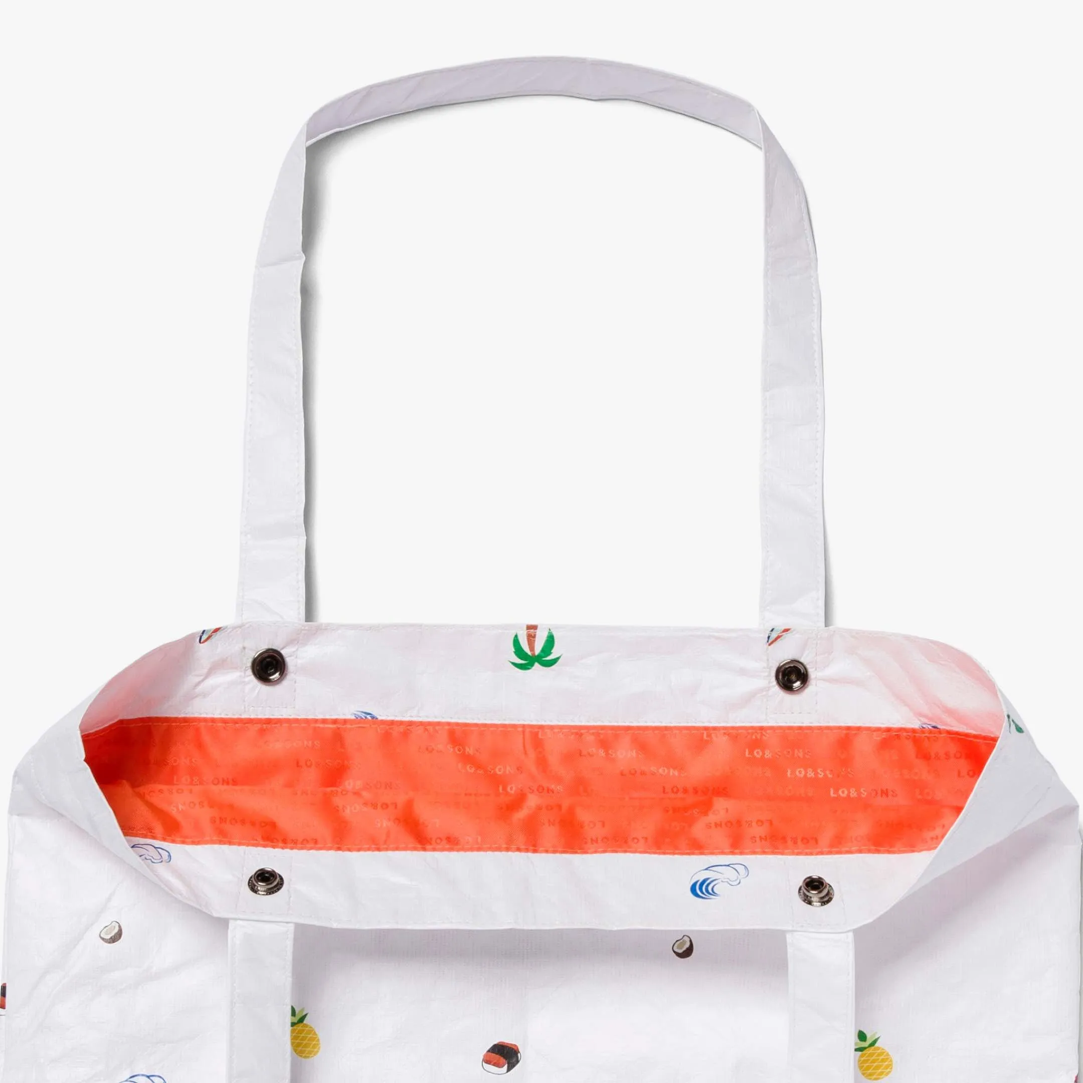 The Del Mar Packable Tote Small - Tyvek - White Hawaii Emoji