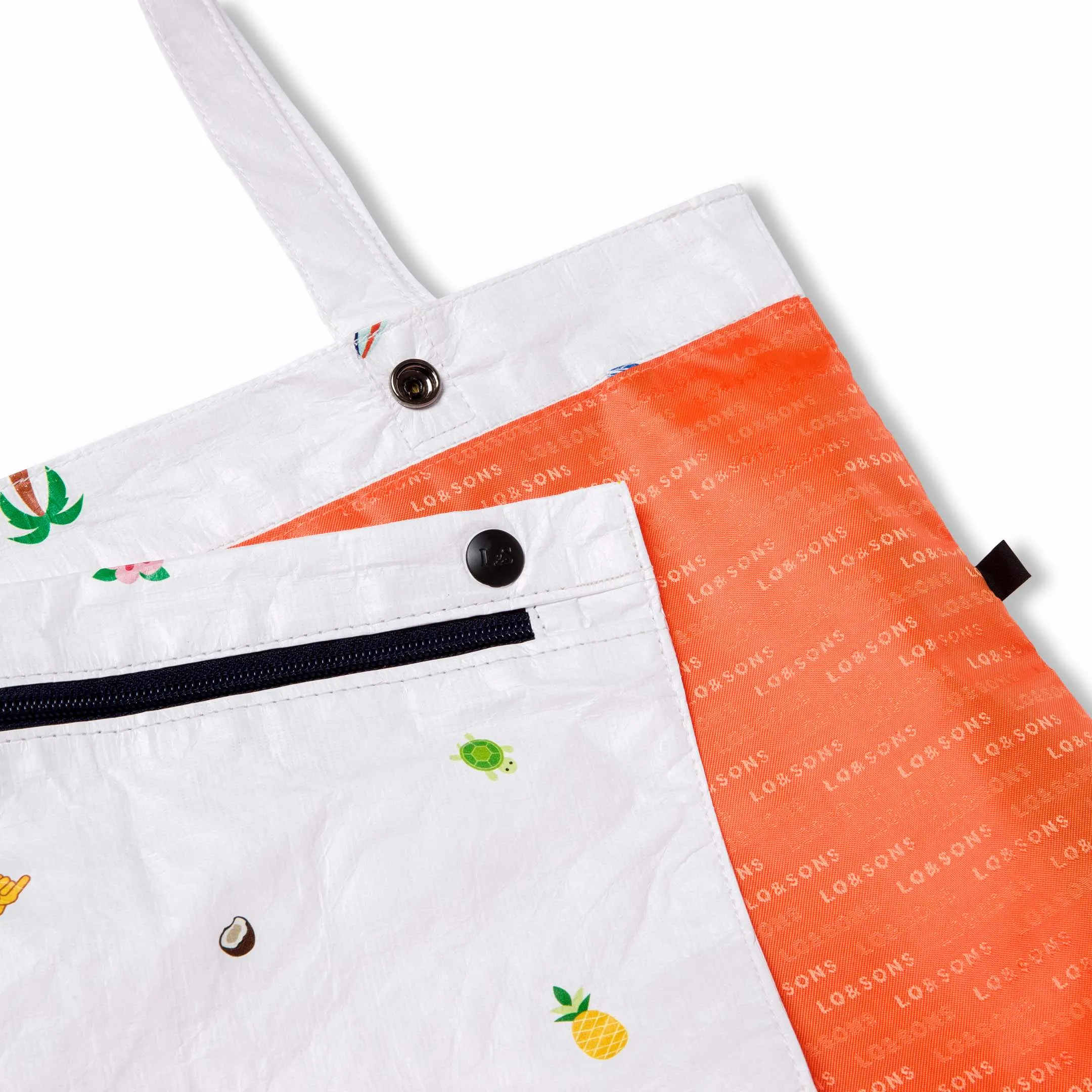 The Del Mar Packable Tote Small - Tyvek - White Hawaii Emoji