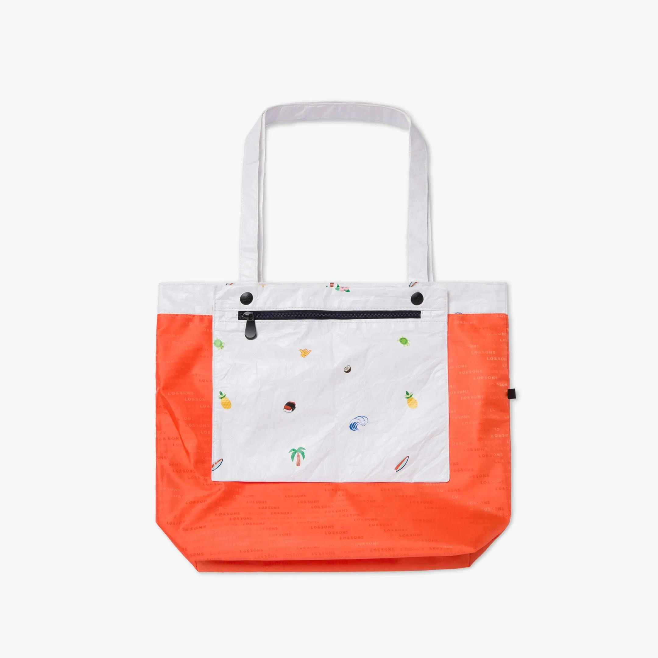 The Del Mar Packable Tote Small - Tyvek - White Hawaii Emoji