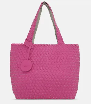 The Reversible Woven Tote in Hot Pink & Sand