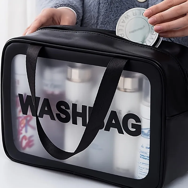 TravelFriendly Waterproof PVC Cosmetic Bag with Large Capacity