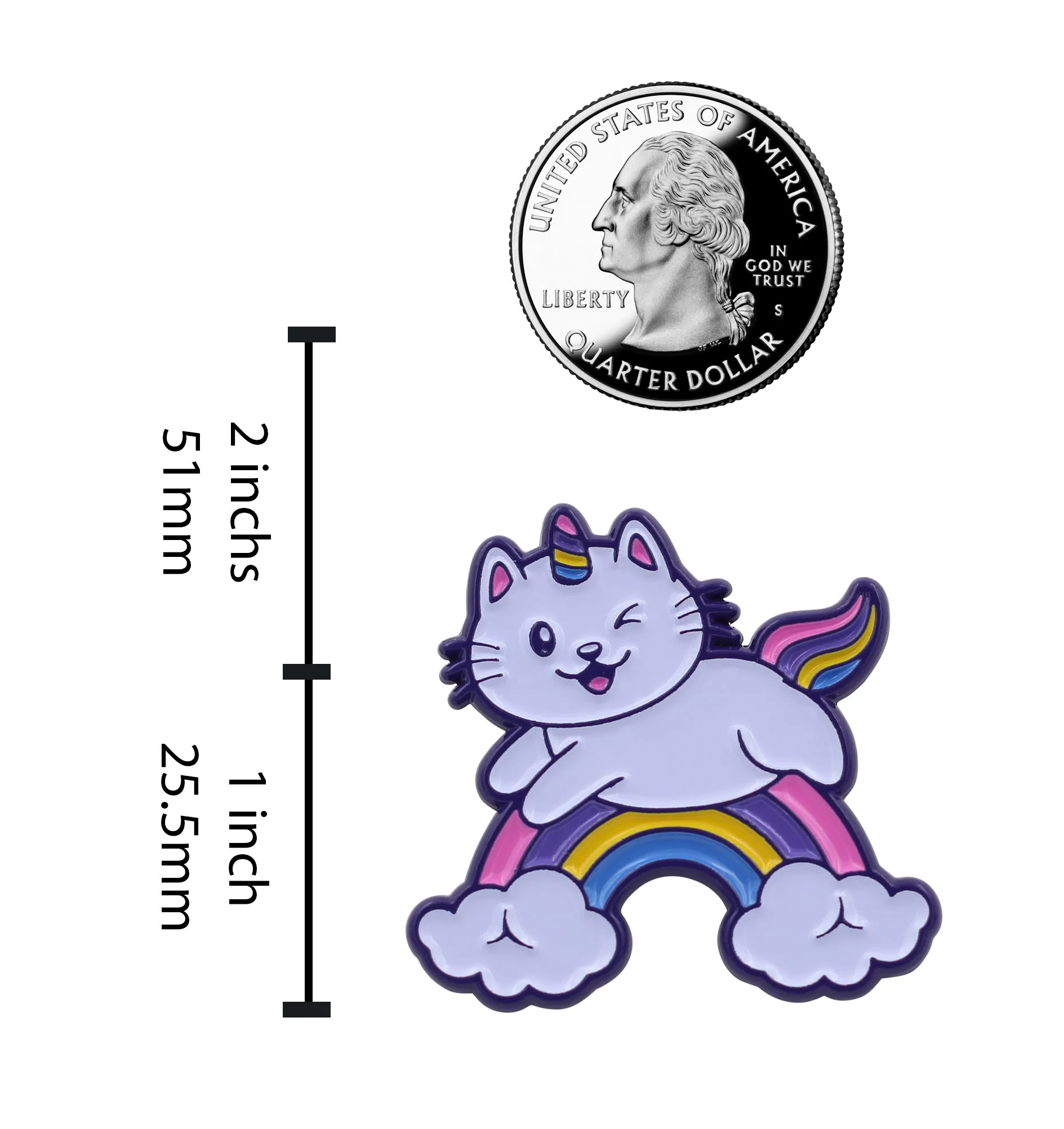 Unicorn Cat Kitty Rainbow Pin - Kawaii Cute Cat Lapel Pins