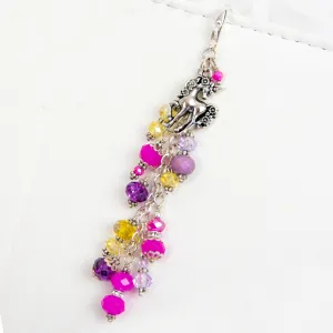 Unicorn Planner Charm with Pink, Purple and Yellow Crystal Dangle