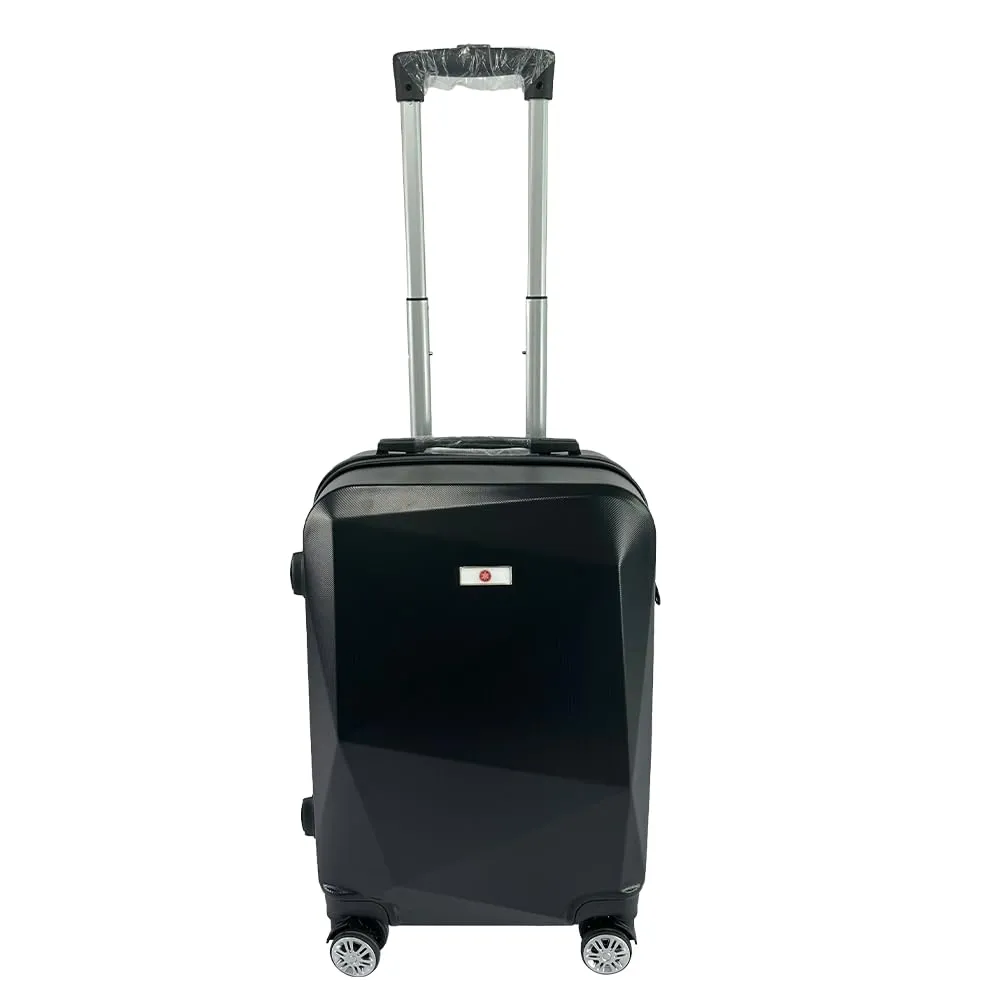 USHA SHRIRAM ABS (Cabin Bag) 20 inch Black Luggage Bag (55cm)|Trolley Suitcase For Travel | Travel Luggage for Men Women |360 Degree Wheel | Travel Bags For Luggage Trolley | Carry On Suitcase (Black)