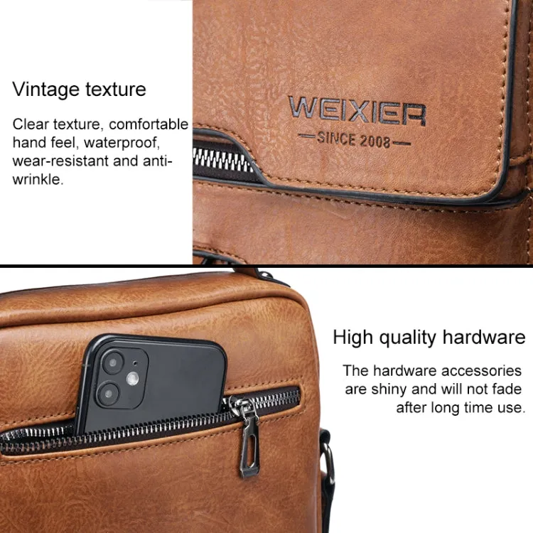 WEIXIER 8642 Men Business Retro PU Leather Handbag Crossbody Bag (Brown)