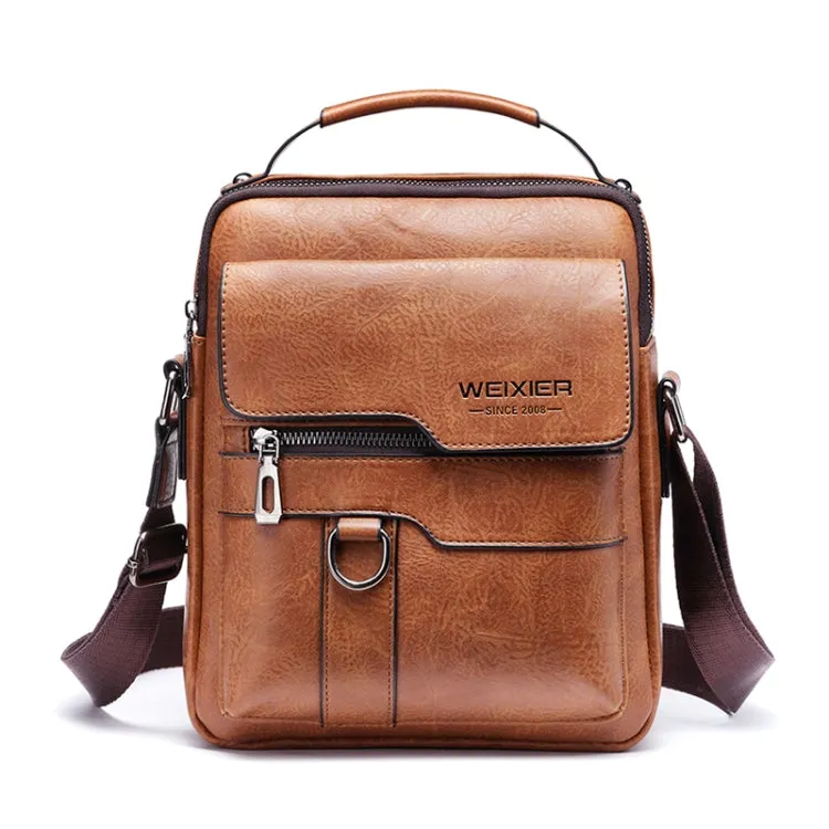 WEIXIER 8642 Men Business Retro PU Leather Handbag Crossbody Bag (Brown)