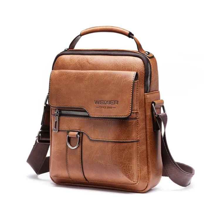 WEIXIER 8642 Men Business Retro PU Leather Handbag Crossbody Bag (Brown)