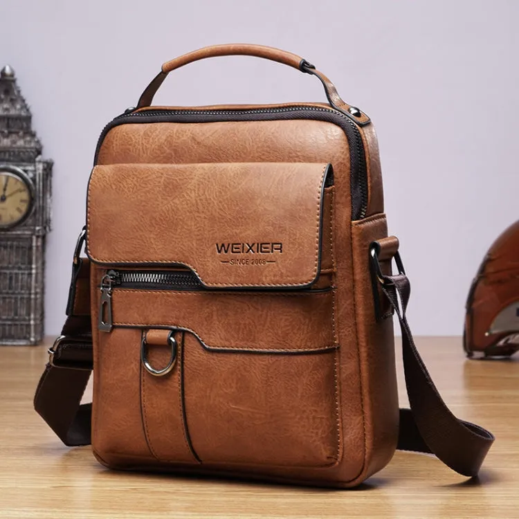 WEIXIER 8642 Men Business Retro PU Leather Handbag Crossbody Bag (Brown)