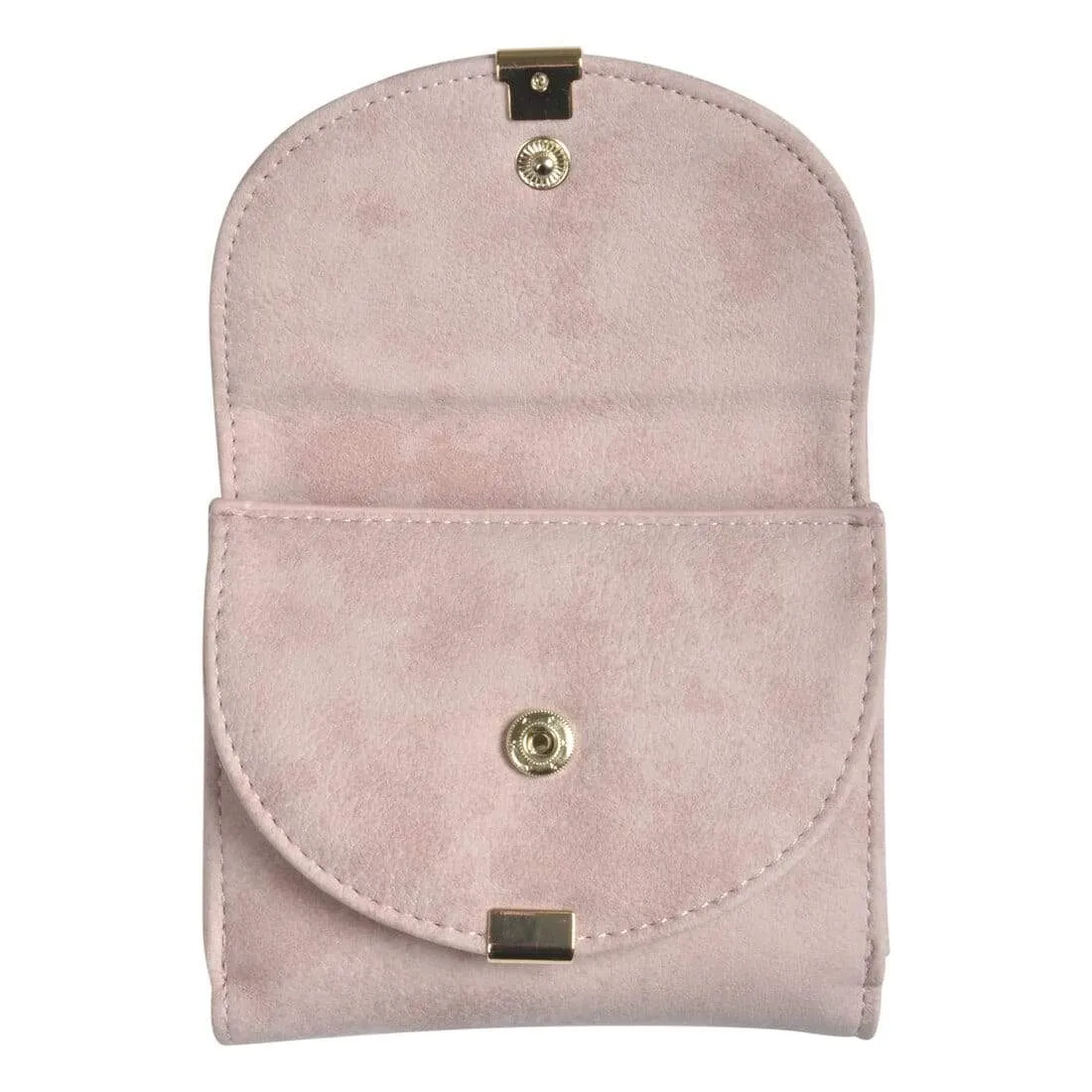 Womens Ava Small Suedette Purse Fold Over - Natural Blue Pink