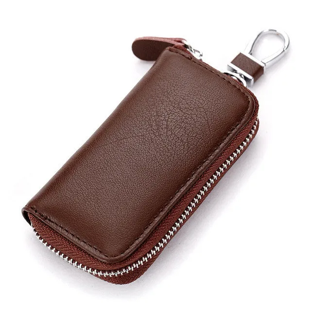 Zipper Keys Housekeeper Genuine Leather Housekeeper Key Organizer Keychain Car Key Holder Wallet Keysmart Bag Pouch Keys Case