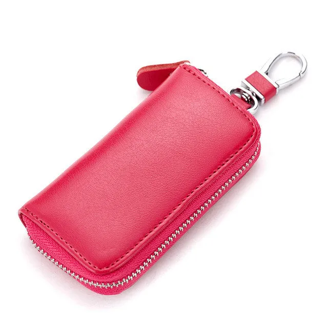 Zipper Keys Housekeeper Genuine Leather Housekeeper Key Organizer Keychain Car Key Holder Wallet Keysmart Bag Pouch Keys Case